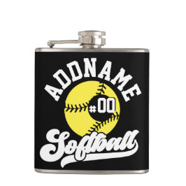 Gepersonaliseerde Softball Speler VOEG NAAM TOE Re Heupfles