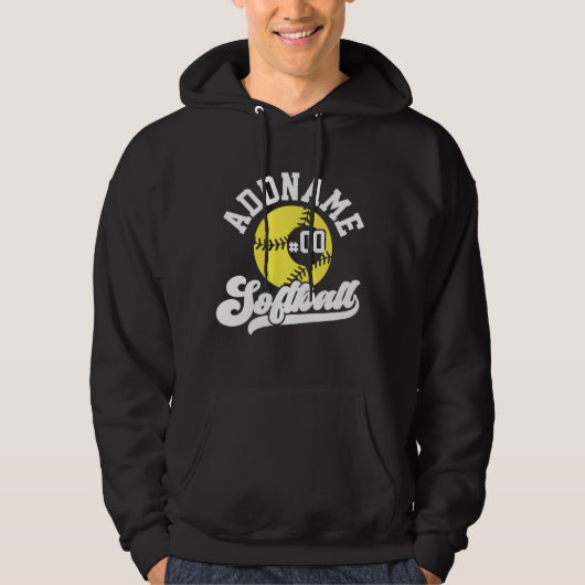 Gepersonaliseerde Softball Speler VOEG NAAM TOE Re Hoodie (Voorkant)