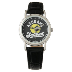 Gepersonaliseerde Softball Speler VOEG NAAM TOE Re Horloge