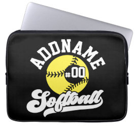 Gepersonaliseerde Softball Speler VOEG NAAM TOE Re Laptop Sleeve