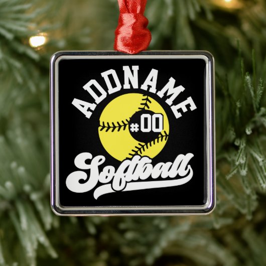 Gepersonaliseerde Softball Speler VOEG NAAM TOE Re Metalen Ornament (Boom)