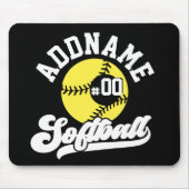 Gepersonaliseerde Softball Speler VOEG NAAM TOE Re Muismat (Voorkant)