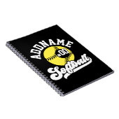 Gepersonaliseerde Softball Speler VOEG NAAM TOE Re Notitieboek (Rechterzijde)