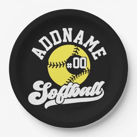 Gepersonaliseerde Softball Speler VOEG NAAM TOE Re Papieren Bordje (Voorkant)