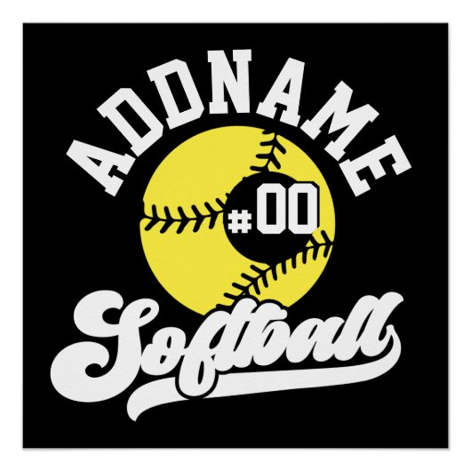 Gepersonaliseerde Softball Speler VOEG NAAM TOE Re Perfect Poster (Voorkant)