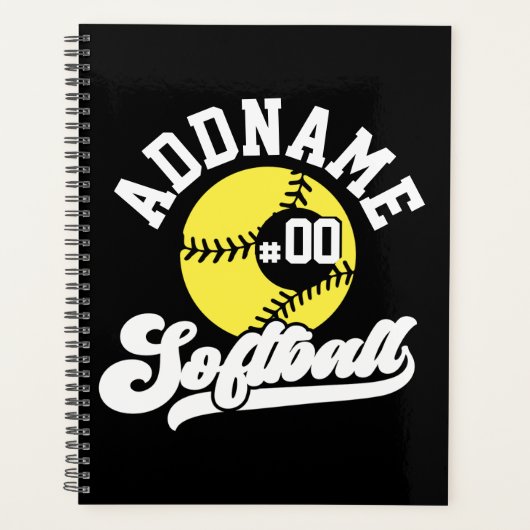 Gepersonaliseerde Softball Speler VOEG NAAM TOE Re Planner (Voorkant)