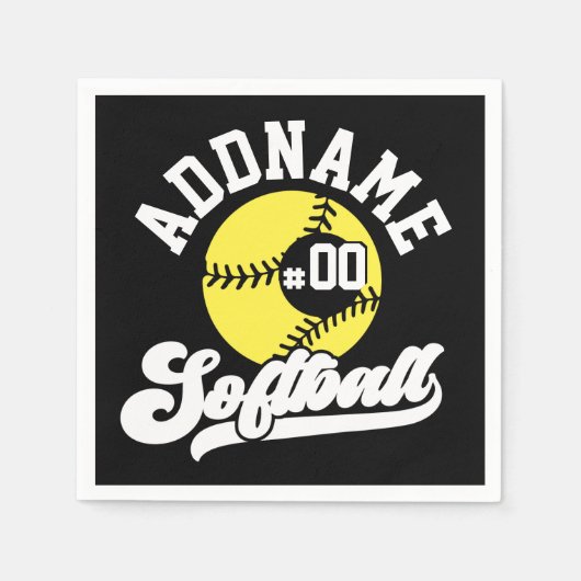 Gepersonaliseerde Softball Speler VOEG NAAM TOE Re Servet (Voorkant)