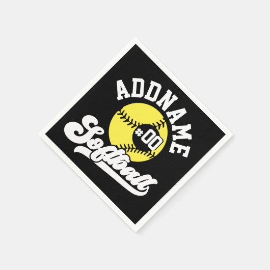 Gepersonaliseerde Softball Speler VOEG NAAM TOE Re Servet (Hoek)