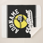 Gepersonaliseerde Softball Speler VOEG NAAM TOE Re Sherpa Deken (Voorkant (horizontaal))