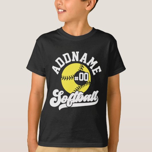 Gepersonaliseerde Softball Speler VOEG NAAM TOE Re T-shirt (Voorkant)