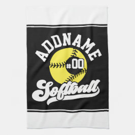 Gepersonaliseerde Softball Speler VOEG NAAM TOE Re Theedoek