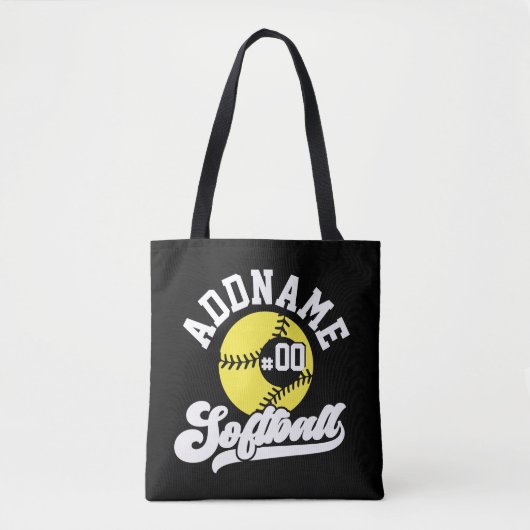 Gepersonaliseerde Softball Speler VOEG NAAM TOE Re Tote Bag (Voorkant)