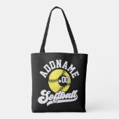 Gepersonaliseerde Softball Speler VOEG NAAM TOE Re Tote Bag (Achterkant)