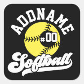 Gepersonaliseerde Softball Speler VOEG NAAM TOE Re Vierkante Sticker (Voorkant)