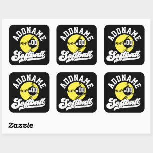 Gepersonaliseerde Softball Speler VOEG NAAM TOE Re Vierkante Sticker