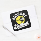 Gepersonaliseerde Softball Speler VOEG NAAM TOE Re Vierkante Sticker (Envelop)