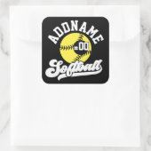 Gepersonaliseerde Softball Speler VOEG NAAM TOE Re Vierkante Sticker (Tas)