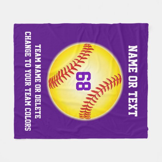 Gepersonaliseerde Softball Team geeft Jouw tekst,  Fleece Deken (Voorkant (Horizontaal))