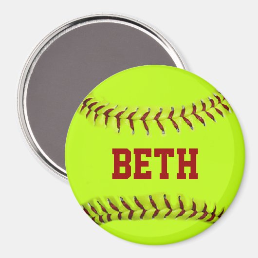 Gepersonaliseerde softbalmagneet magneet (Voorkant / Achterkant)