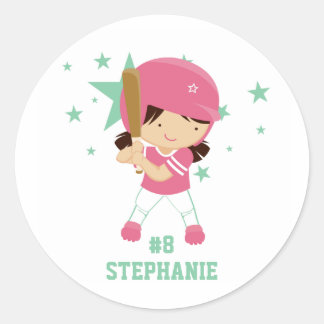 Gepersonaliseerde softbalspeler en sterren sticker
