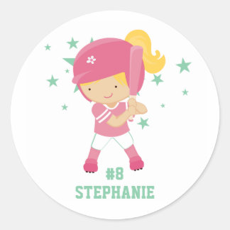 Gepersonaliseerde softbalspeler en sterren sticker