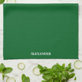 Gepersonaliseerde Solid Green Plain Solid White Sc Theedoek (Gevouwen)