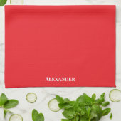 Gepersonaliseerde Solid Helder Rood Gewoon Wit Scr Theedoek (Gevouwen)