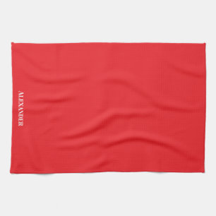 Gepersonaliseerde Solid Helder Rood Gewoon Wit Scr Theedoek