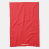 Gepersonaliseerde Solid Helder Rood Gewoon Wit Scr Theedoek (Verticaal)