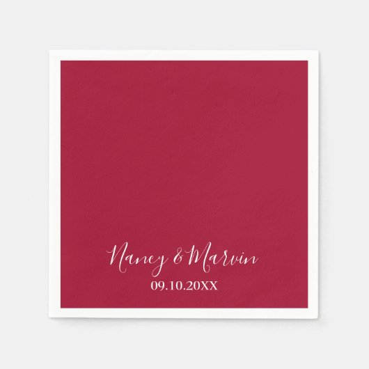 Gepersonaliseerde Solid Ruby 40th Jubileum Party Servet (Voorkant)