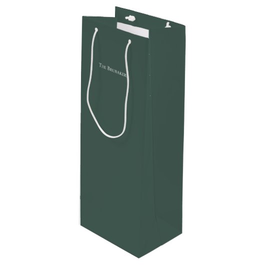 Gepersonaliseerde Solid Sage Green Minimalistische Wijn Cadeautas (Voorkant Gekanteld)