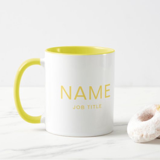 Gepersonaliseerde Solid Yellow Combo Mok met Jouw (Met donut)