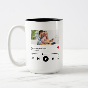 Gepersonaliseerde Song Album Foto Music Lover Tweekleurige Koffiemok