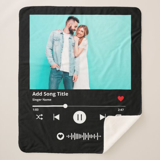 Gepersonaliseerde Song Code Scannable Music Couple Sherpa Deken (Voorkant)