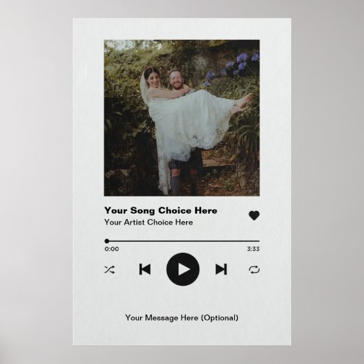 Gepersonaliseerde Song Poster Wall Art Print Custo (Voorkant)