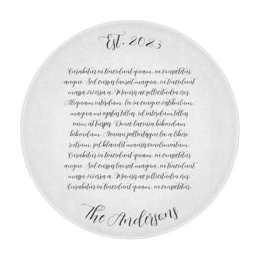 Gepersonaliseerde Songtekst Glas Charcuterie Board Snijplank (Voorkant)