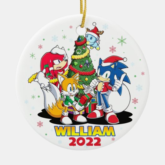 Gepersonaliseerde Sonic Ornament, Kerstmis 2022 Keramisch Ornament (Voorkant)
