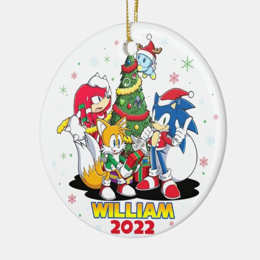 Gepersonaliseerde Sonic Ornament, Kerstmis 2022 Keramisch Ornament (Links)