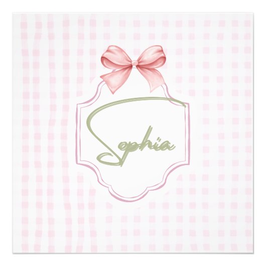Gepersonaliseerde Sophia Baby Girl Nursery Bow & G Foto Afdruk (Voorkant)