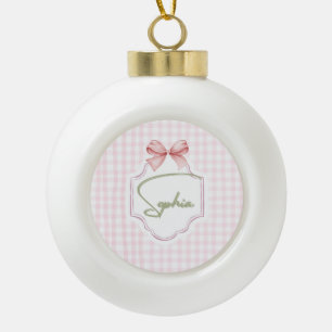 Gepersonaliseerde Sophia Baby Girl Nursery Bow & G Keramische Bal Ornament