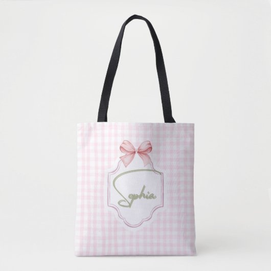 Gepersonaliseerde Sophia Baby Girl Nursery Bow & G Tote Bag (Voorkant)