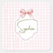 Gepersonaliseerde Sophia Baby Girl Nursery Bow & G Vierkante Sticker (Voorkant)