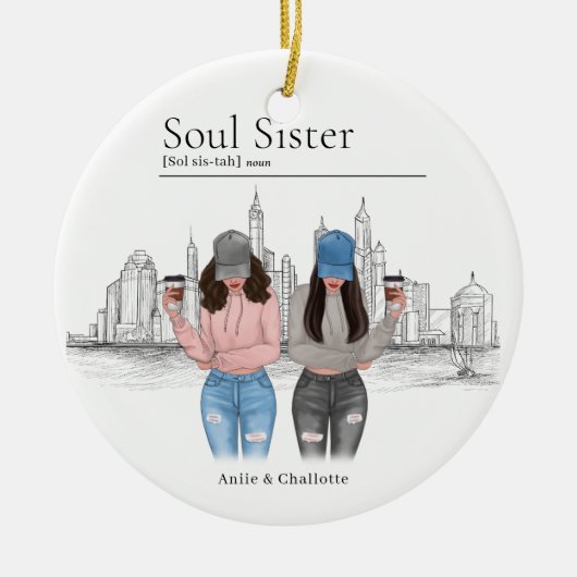 Gepersonaliseerde Soul Sister-kerstcadeaus Keramisch Ornament (Voorkant)