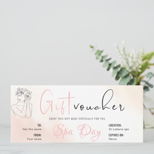 Gepersonaliseerde Spa Day Voucher Cadeaubonnen Kaart (Staand voorkant)