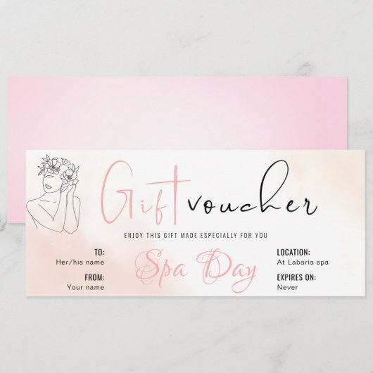 Gepersonaliseerde Spa Day Voucher Cadeaubonnen Kaart (Voorkant / Achterkant)