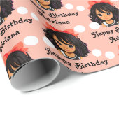 Gepersonaliseerde Spaanse meisje verjaardag Cadeaupapier (Rol Hoek)