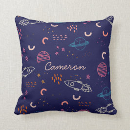 Gepersonaliseerde 'Space and Planets Doodle' in Bl Kussen
