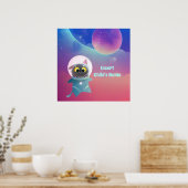 Gepersonaliseerde Space Cat Poster (Keuken)