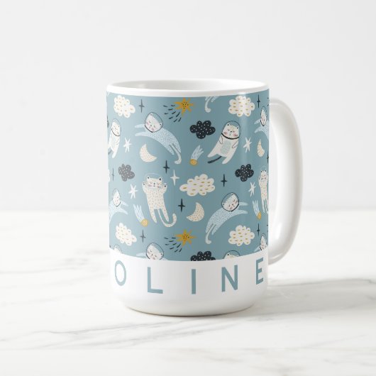 Gepersonaliseerde Space Cats Mok | Schattigee aang (Voorkant rechts)