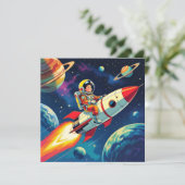 Gepersonaliseerde Space Theme Boy's Birthday Kaart (Staand voorkant)
